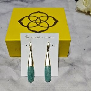 Kendra Scott Freida Drop Earrings In Teal Amazonite EUC